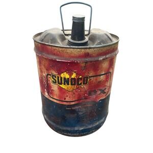 Vintage Sunoco DX 5 Gallon Metal Oil Gas Can Petroliana Garage Decor Chicago USA